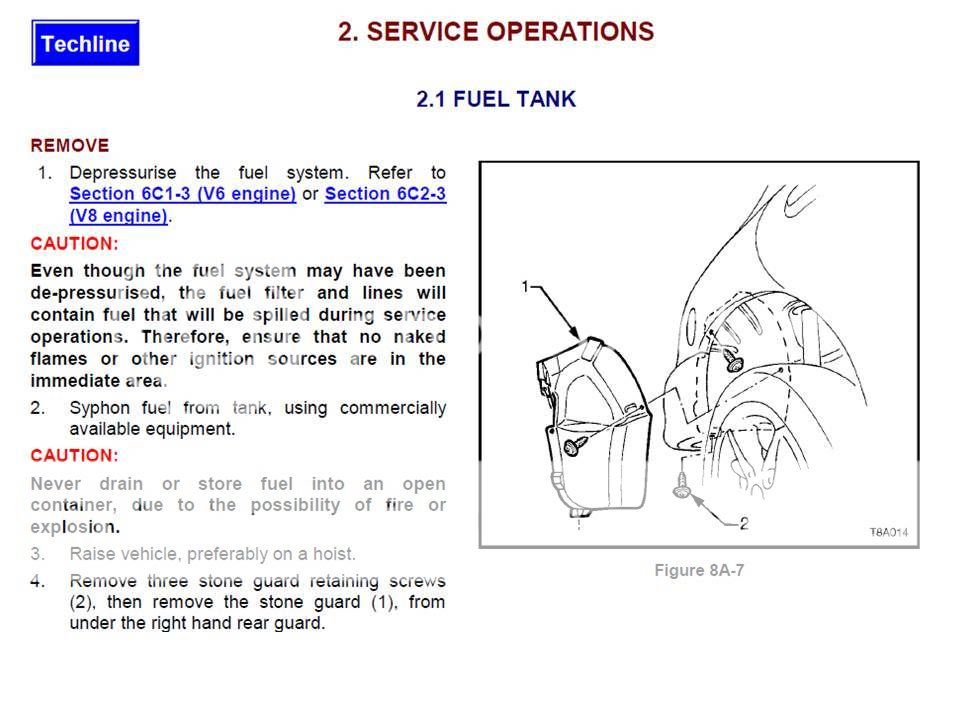 VX II 2002 Dropping out the Fuel Tank Just Commodores